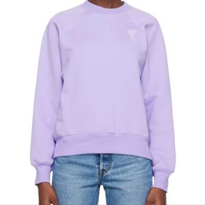 AMI Alexandre Mattiussi Sweater Sweat shirt Embroidered Logo Purple Women's XL